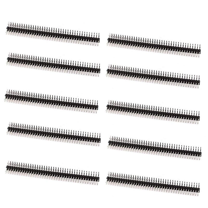 bnafes 10PCS 40Pin 2.54mm Dual Row Right Angle PCB Male Pin Header Strip Connector - Image 1
